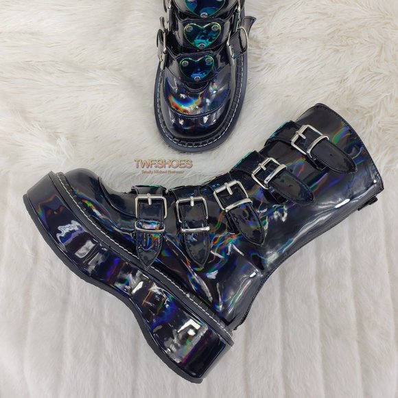 Platform Heart Metal Plates Buckle boot Emily 330 - Picture 4 of 16